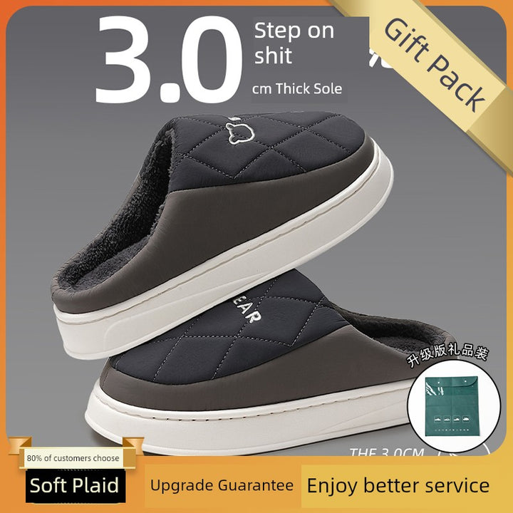 Waterproof Cotton Slippers Men Autumn and Winter 2025 New Arrival Indoor Home Non-Slip down Heattech Cotton Slippers Men's Winter