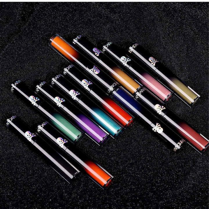 Halloween Black Purple Lip Gloss 4 Piece Set Matte Long Lasting Vampire Lip Tint Cosplay Makeup Non Stick Lipstick
