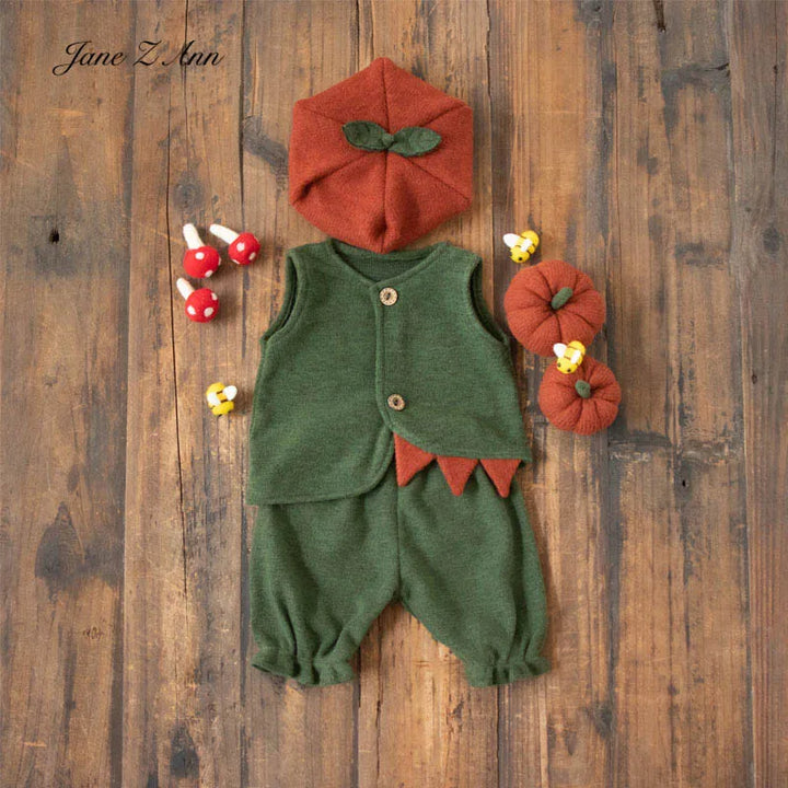 Pumpkin set cute style boys girls baby halloween costume hat clothes pumpkins  newborn photography props