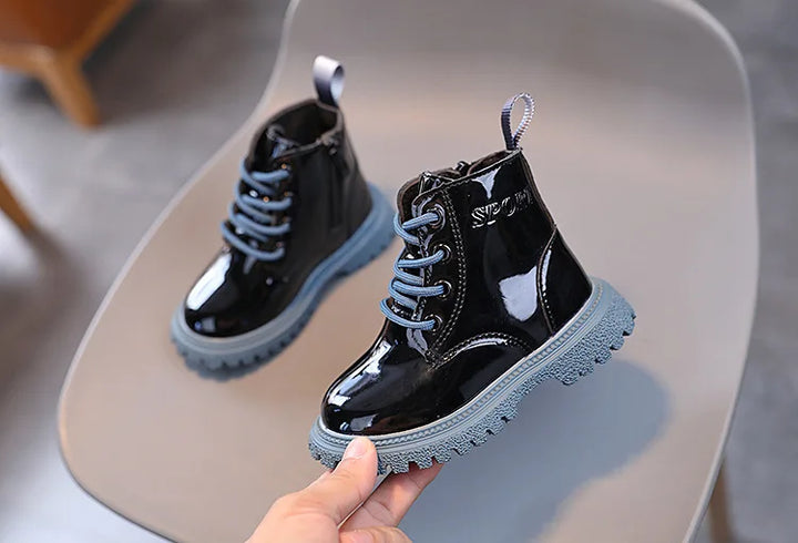 Children Boots Patent leather Casual Sneakers Baby Kids Shoes Waterproof British Ankle Short Boots Boys Shoes Toddler Snow Boots