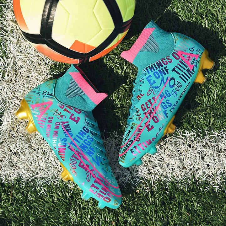 2025 New Hot Sale Football Boots Child Sneakers High Top AG Soccer Shoes Boys Outdoor Grass Training Shoes For Kids chuteiras de