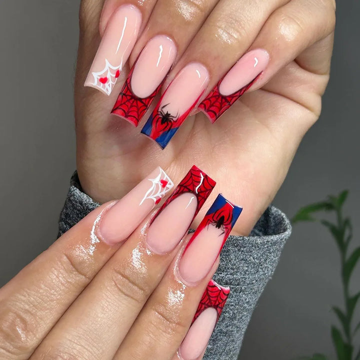 24Pcs Halloween Ballet False Nails with Jelly Blood Droplet Shading Design Coffin Press on Nails Mysterious Atmosphere Fake Nail