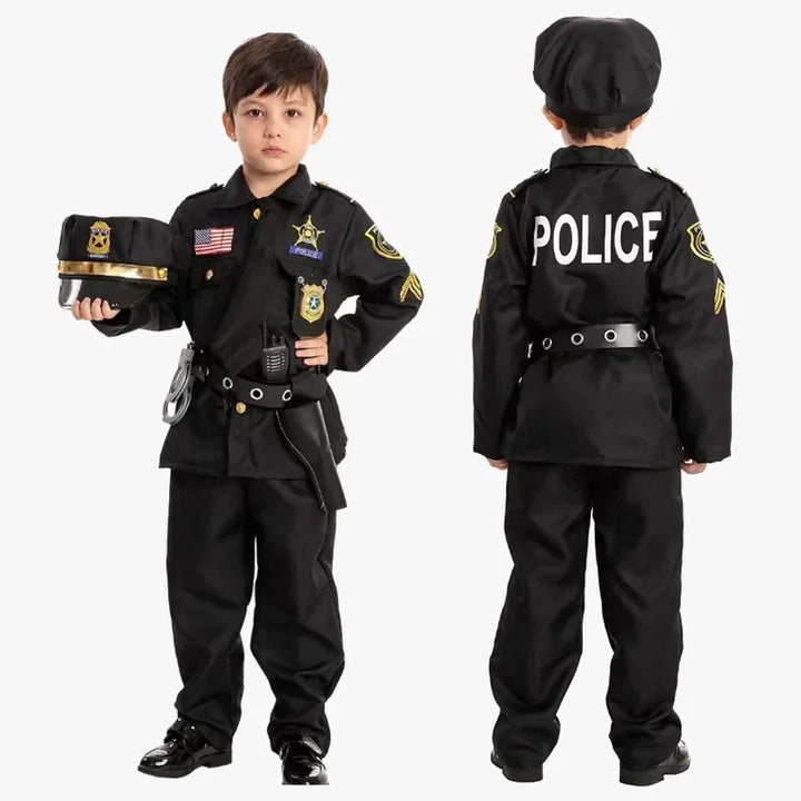 Kids Police Costume – Halloween Cop Uniform
Patrol the Halloween streets!
Fun police uniform perfect for trick-or-treating, parties, and cosplay.
👮 Includes: Police shirt + accessories
🎃 Perfect for Halloween parties