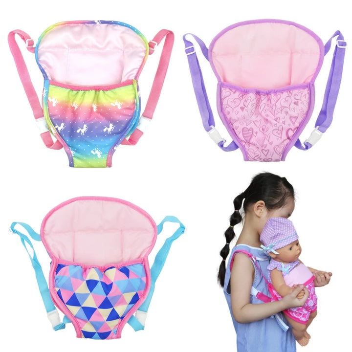 Newborn Doll Accessories Kit with Clear Display Rainbow Carrying Bag Transparent Display Window Fit 14inch Dolls Doll Travel Set