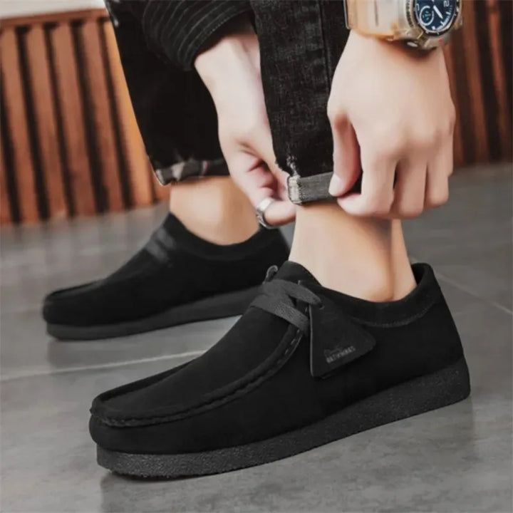Fashion Khaki Casual Shoes For Men Suede Leather Loafers  Lightweight Leisure Shoes