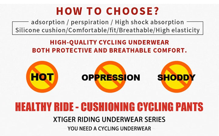 X-TIGER Cycling Shorts Breathable Mesh Cycling Underwear 5D Gel Pad Shockproof MTB Bike Shorts Men Shorts