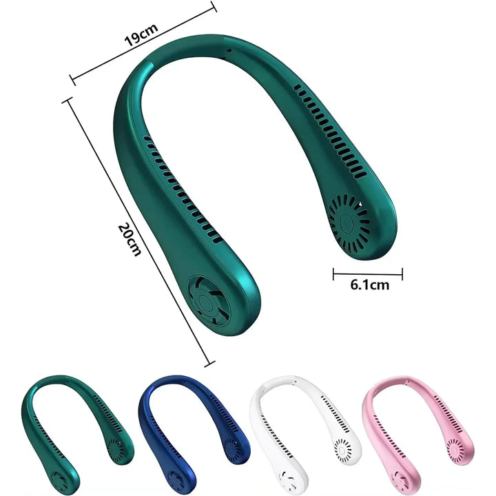 Leafless hanging neck fan, mini portable usb fan, super strong wind, silent natural wind, rechargeable hot sale