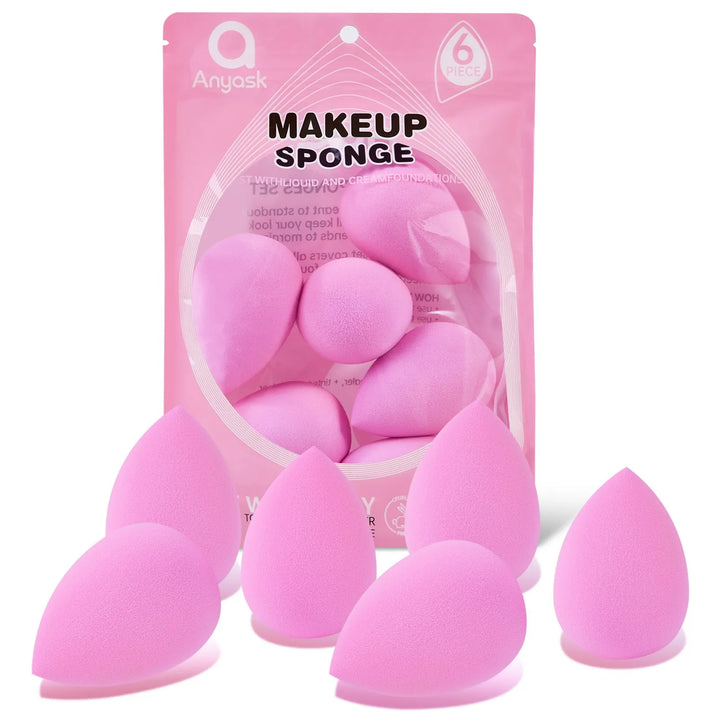 6Pcs Makeup Egg Sponge Fine Tip Flat Bottom Even Application High Resilience Beauty Egg