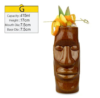Tiki Mugs Ceramic Hawaiian Luau Party Mugs Drinkware, Cute Exotic Cocktail Glasses, Tiki Bar