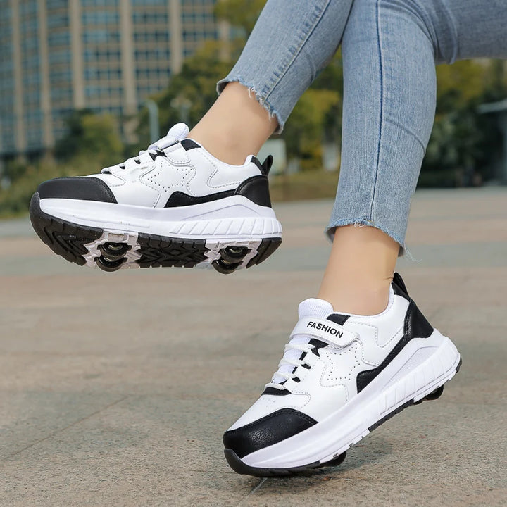 Kids Roller Skate Shoes Fashion Casual Sports Children 4-Wheels Sneakers for Boys and Girls Gift Nice Footwear