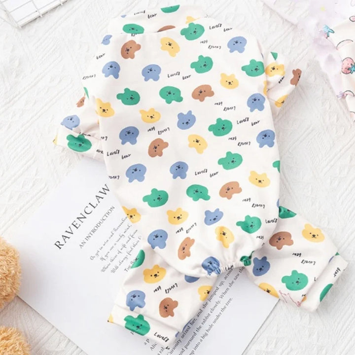 Pet Dog Clothes for Small Dogs Soft Warm Dog Jumpsuits Fashion Print Puppy Pajamas Cute Cat Sleepingwear Pet Onesie Dog Overalls