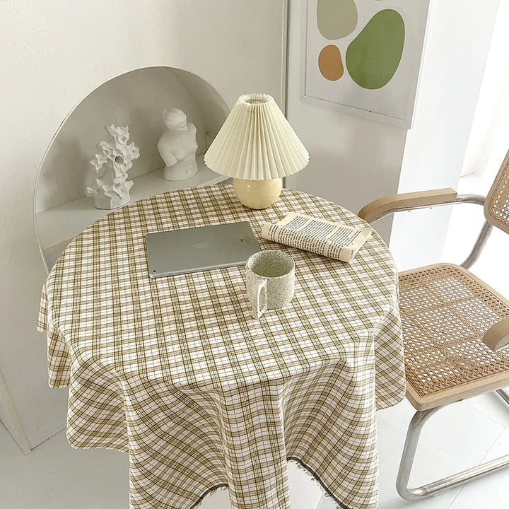 Dustproof Plaid Table Cloth Korean Tablecloth Simple Dining Desk Cover Rectangle Photo Background Cloth Living Room Decor 식탁보