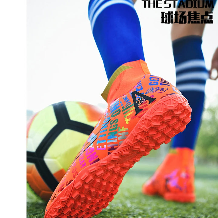 2025 New Hot Sale Football Boots Child Sneakers High Top AG Soccer Shoes Boys Outdoor Grass Training Shoes For Kids chuteiras de