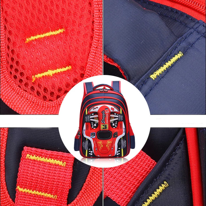 Waterproof Lightweight 3D Car Backpack Kindergarten Kid Preschool Backpack Young Children Boy Girl SchoolBag Primary Red Blue
