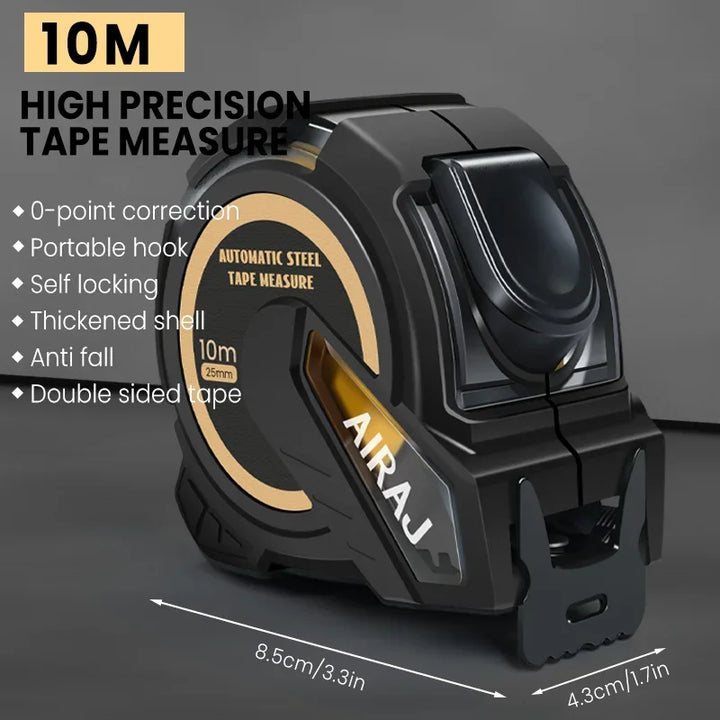 AIRAJ 3M to 10M Metric Self-Locking Tape Measure with Rubberized Coating, High - Precision Straightedge Measuring Tool Hand Tool
