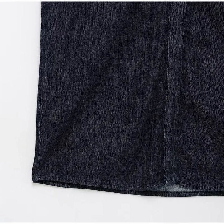 V-neck Denim Dress Fashion Slim Long Dress Chic Short Sleeves Single Button High.