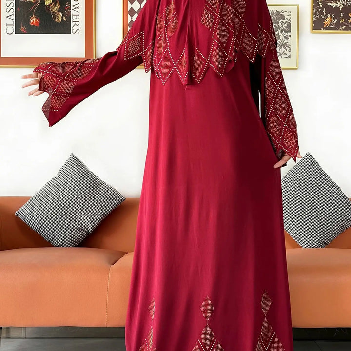 Two Piece Set Hijab Prayer Clothes Muslim Abaya Set Women Prayer Garment Dress Hijab Long Khimar Long Dress Sets Islamic Ramadan