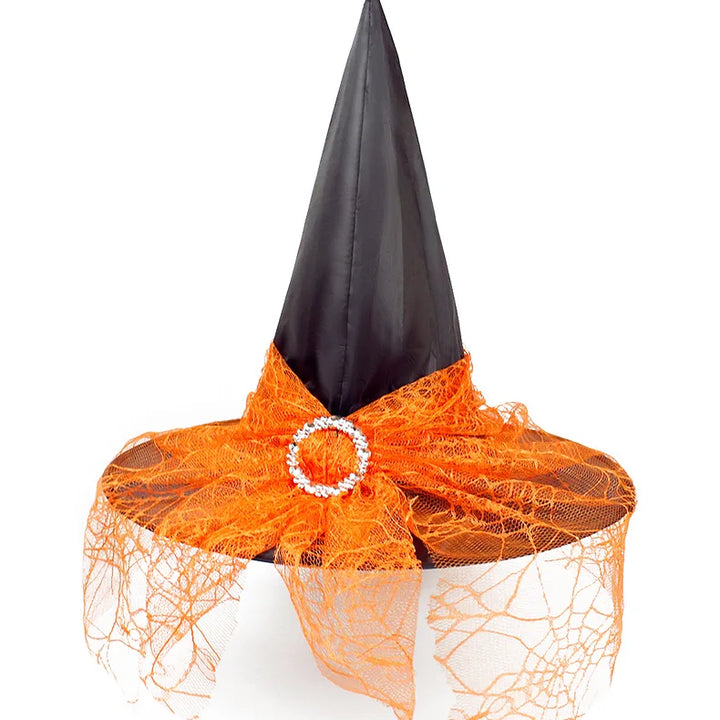Halloween Hat Witch Decoration Props Adult and Children Cosplay Mesh Headwear