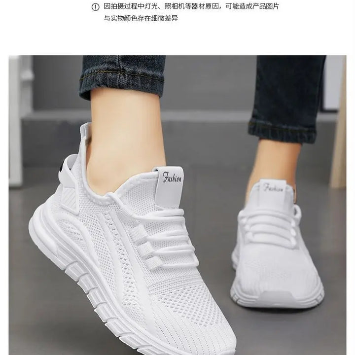 Women Casual Sneakers Lace-up Gym Vulcanized Shoes White Female Footwear Fashion Breathable Walking Mesh Flat Shoes Trainers