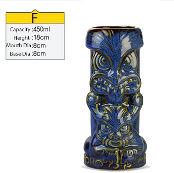 Tiki Mugs Ceramic Hawaiian Luau Party Mugs Drinkware, Cute Exotic Cocktail Glasses, Tiki Bar