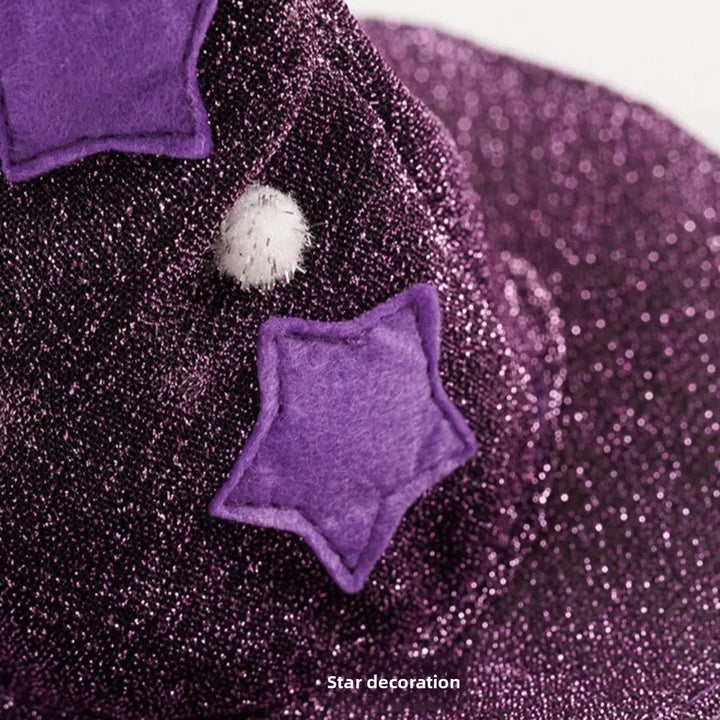 Funny Star Pet Witch Cloak Cloth Soft Halloween Pet Cloak Purple Witch Hat Dog Witch Costume Halloween Atmosphere