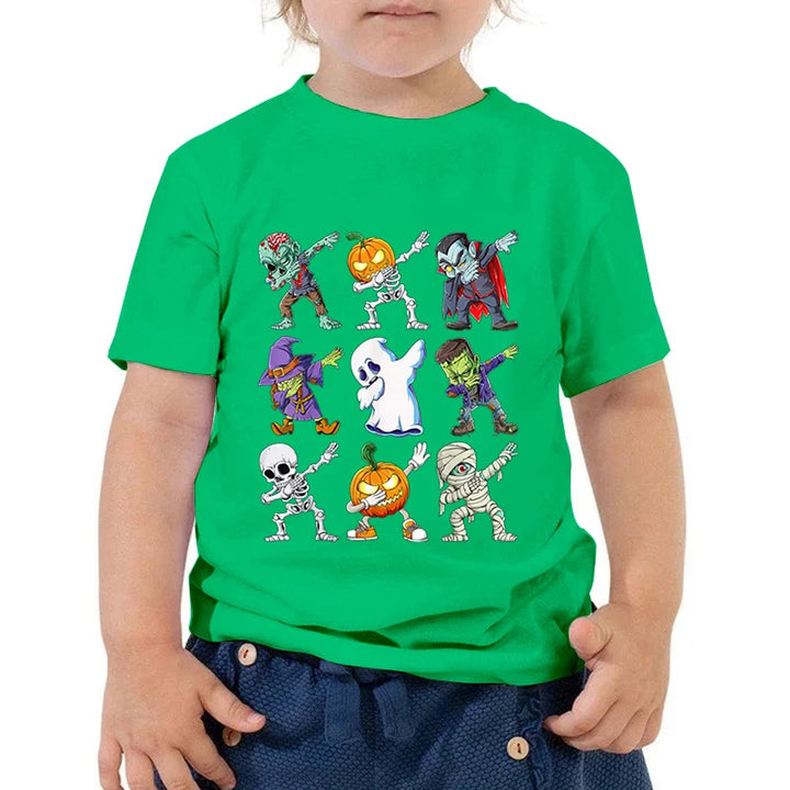 Kids Halloween T Shirt Skeleton Zombie Pumpkin Monster Dabbing T-Shirts Round Neck Funny Summer Halloween Boys Girls New Tshirt