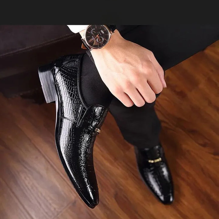Mens PU Luxury Crocodile Pattern Men Business Dress Shoes Leather Casual Social Shoe Male Wedding Footwear Zapatos Hombre