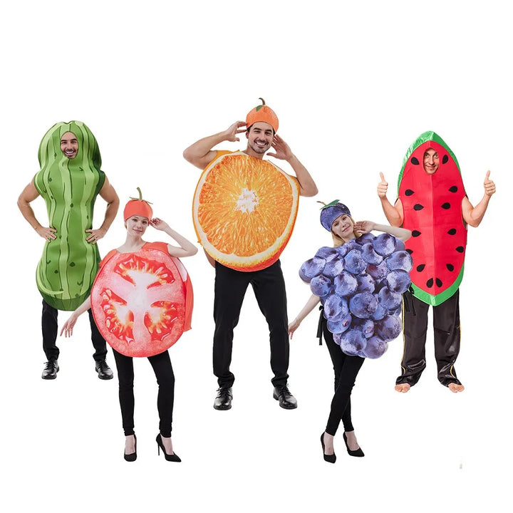 Halloween Adult Funny Cosplay Fruit Vegetable Costume Banana Carnival Dress Up Outfit Couple Party Purim Fancy Dress Stage Show