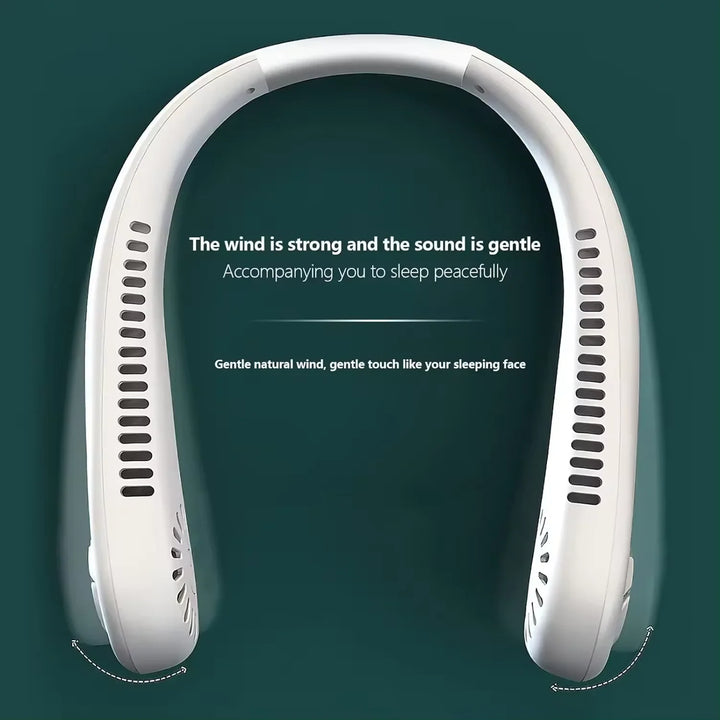 Leafless hanging neck fan, mini portable usb fan, super strong wind, silent natural wind, rechargeable hot sale