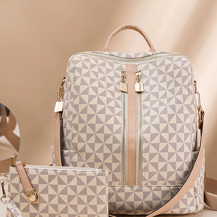 2pcs Backpack And Handbag Set, For Women, Waterproof Double Shoulder Crossbody Bag, Women's Travel Send Co