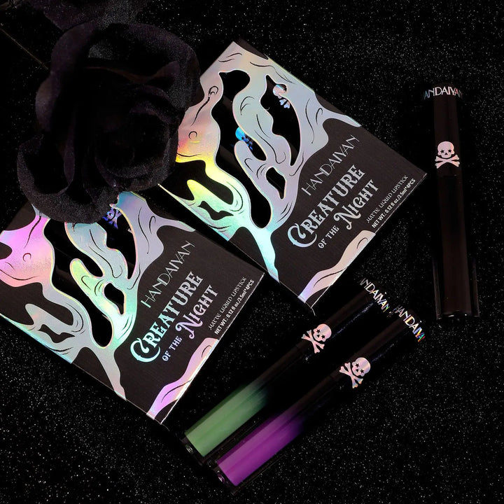 Halloween Black Purple Lip Gloss 4 Piece Set Matte Long Lasting Vampire Lip Tint Cosplay Makeup Non Stick Lipstick