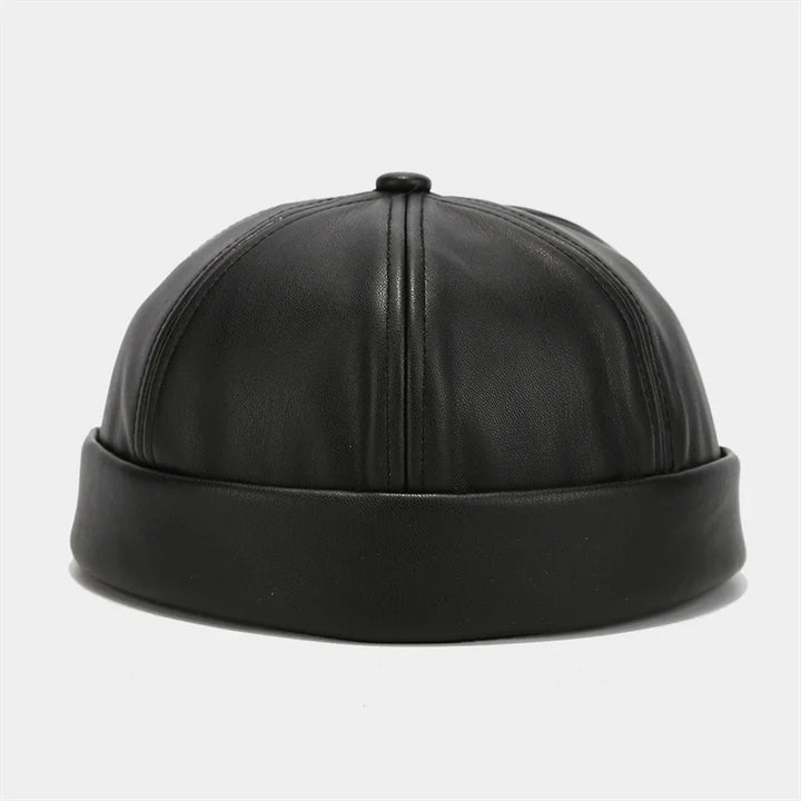 Retro Solid Color Brimless Hat Spring Summer Fashion Casual PU Leather Melon Caps Docker Cap Men Women Adjustable Hip Hop Hats