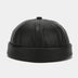 Retro Solid Color Brimless Hat Spring Summer Fashion Casual PU Leather Melon Caps Docker Cap Men Women Adjustable Hip Hop Hats