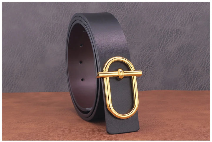 Personality Slide Buckle 3.8cm Cowskin Wide Luxury Strap Men Belts Genuine Leather  Designer Golden Jeans Casual Waistband
