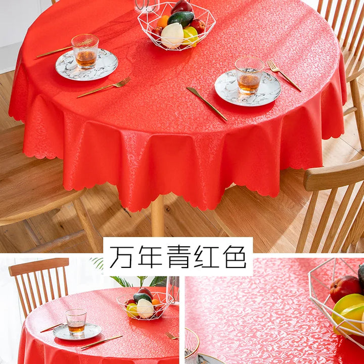 Waterproof  Round Table Cloth Pastoral PVC Plastic Kitchen Tablecloth Oilproof Antifouling Cover Dining Table Cloth Decorate