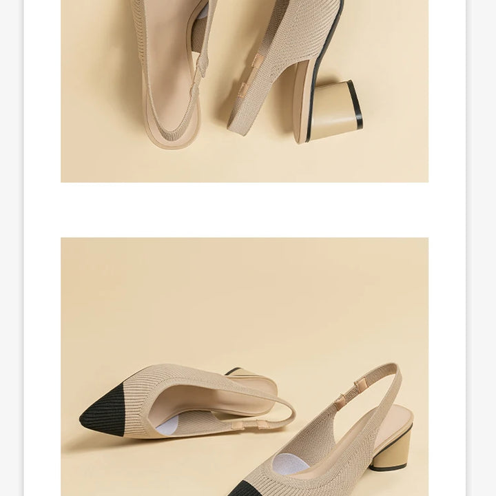 DIMANYU Women Dress Shoes Knitted Solid Color Toe Back Trip Fashion Sandals Women Pointed Toe Shallow Sidespace Women Sandals