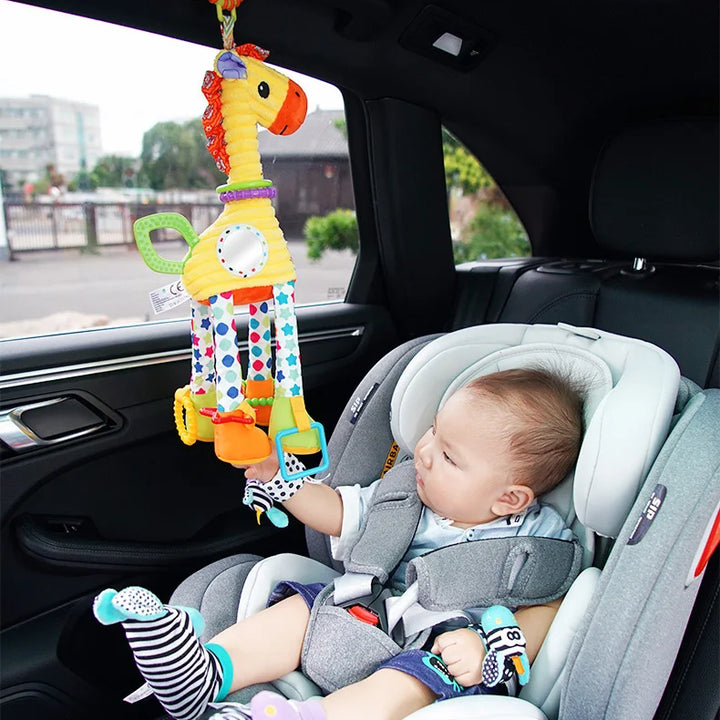 Soft Giraffe Zebra Animal Handbells Rattles Plush Infant Baby Development Handle Toys WIth Teether Baby Toy For Newborn Gifts