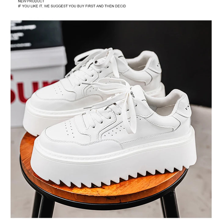 Small White Shoes, Men's New Increase Platform Shoes 2025 Spring Retro Trend Platform Shoes