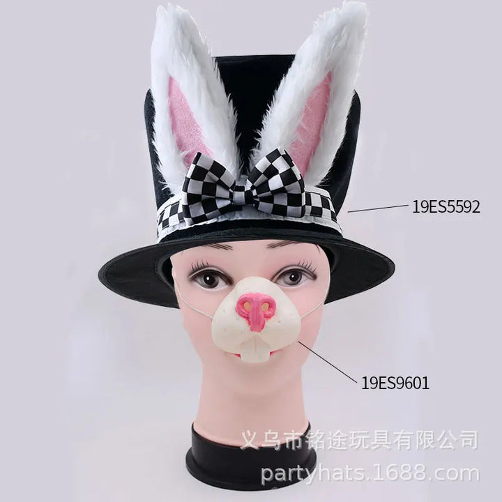 Halloween Easter White Rabbit Top Hat Alice Cosplay Bunny Bowler Men Women Magician Costume Accessory Suit Fairy Tale Tea Party