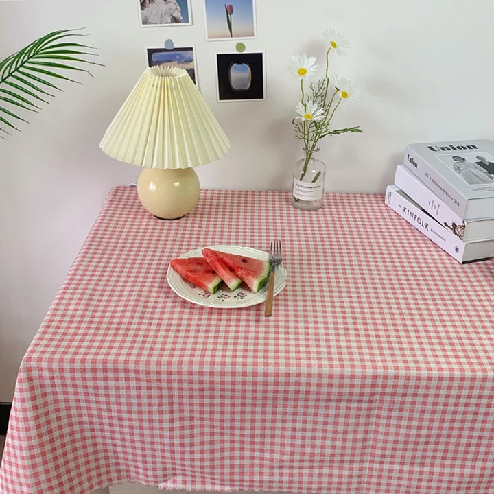 Dustproof Plaid Table Cloth Korean Tablecloth Simple Dining Desk Cover Rectangle Photo Background Cloth Living Room Decor 식탁보
