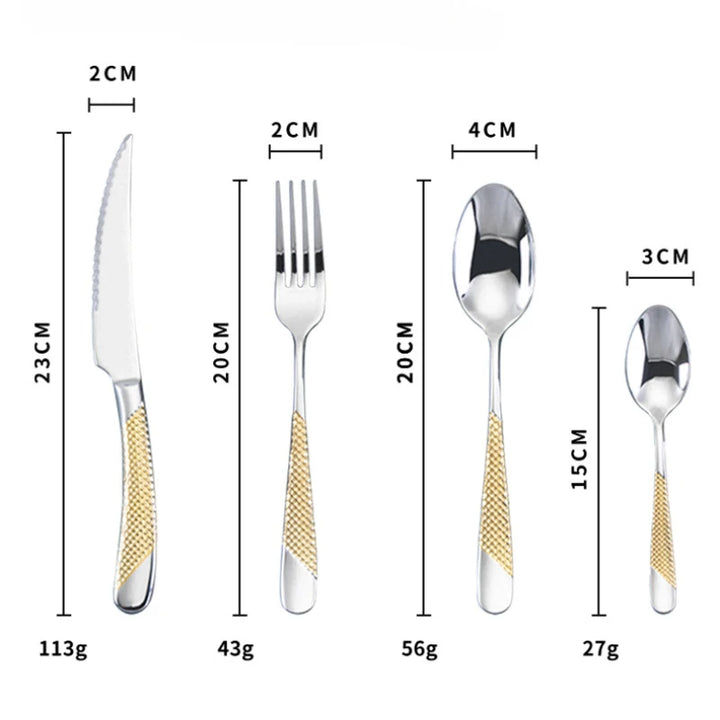 Kitchen Tableware Cutlery Set  Cutlery Set Stainless Steel Luxury Dinnerware Fork Spoon Knife Western Dinner Set Gold