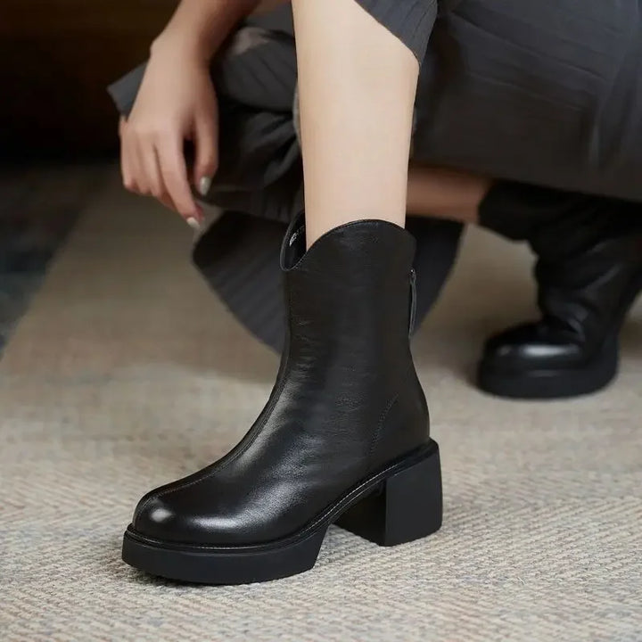Women's Shoes Chelsea Boots Woman Winter 2024 Cute Trend Elastic Half Promotion Genuine Leather On Offer With High Quality New