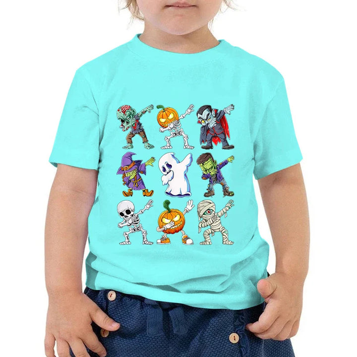 Kids Halloween T Shirt Skeleton Zombie Pumpkin Monster Dabbing T-Shirts Round Neck Funny Summer Halloween Boys Girls New Tshirt