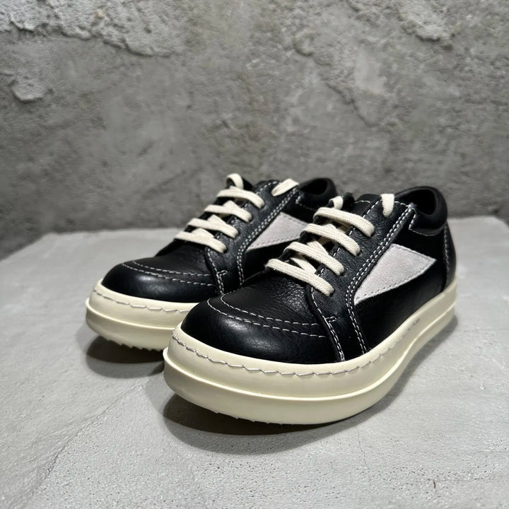 Kids Sneakers Girls Boys Leather Children Shoes Luxury Lace Up Casual Spring Streetwear Black White Boots