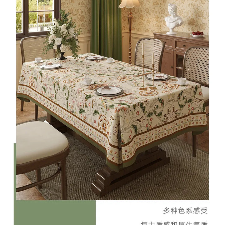 Table Cloth Waterproof Light Luxury Dining Table Tablecloth Rectangular Household Tea Table Cloth American Style Countryside