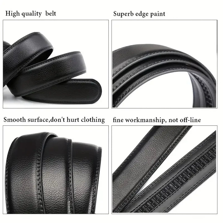 Men Belts Automatic Buckle Belt PU Leather High Quality For Men Leather Strap Casual For Jeans