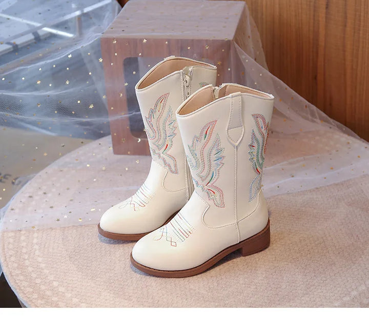 Girls Boots Toddler Snow Gear Mid Calf Glitter Western Cowboy Boot 2025 Autumn Big Kid Riding Girls Botas Size 27-36 Kids Shoes