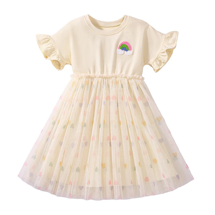 Little maven Children's Clothing Baby Girls New Cotton Embroidered Cartoon Dinosaurs Denim Dresses