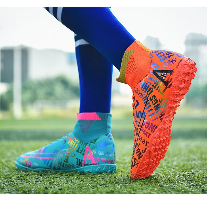 2025 New Hot Sale Football Boots Child Sneakers High Top AG Soccer Shoes Boys Outdoor Grass Training Shoes For Kids chuteiras de