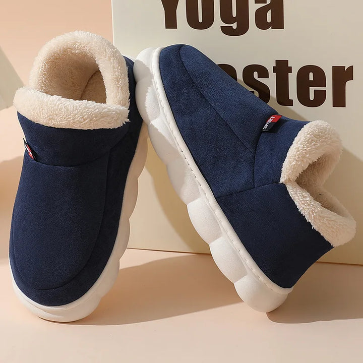 Shevalues Winter Fuzzy Men Shoes Fluffy Plush Men House Shoes Fashion Outdoor Antiskid Men Cotton Shoes Platform Fur Men Shoes